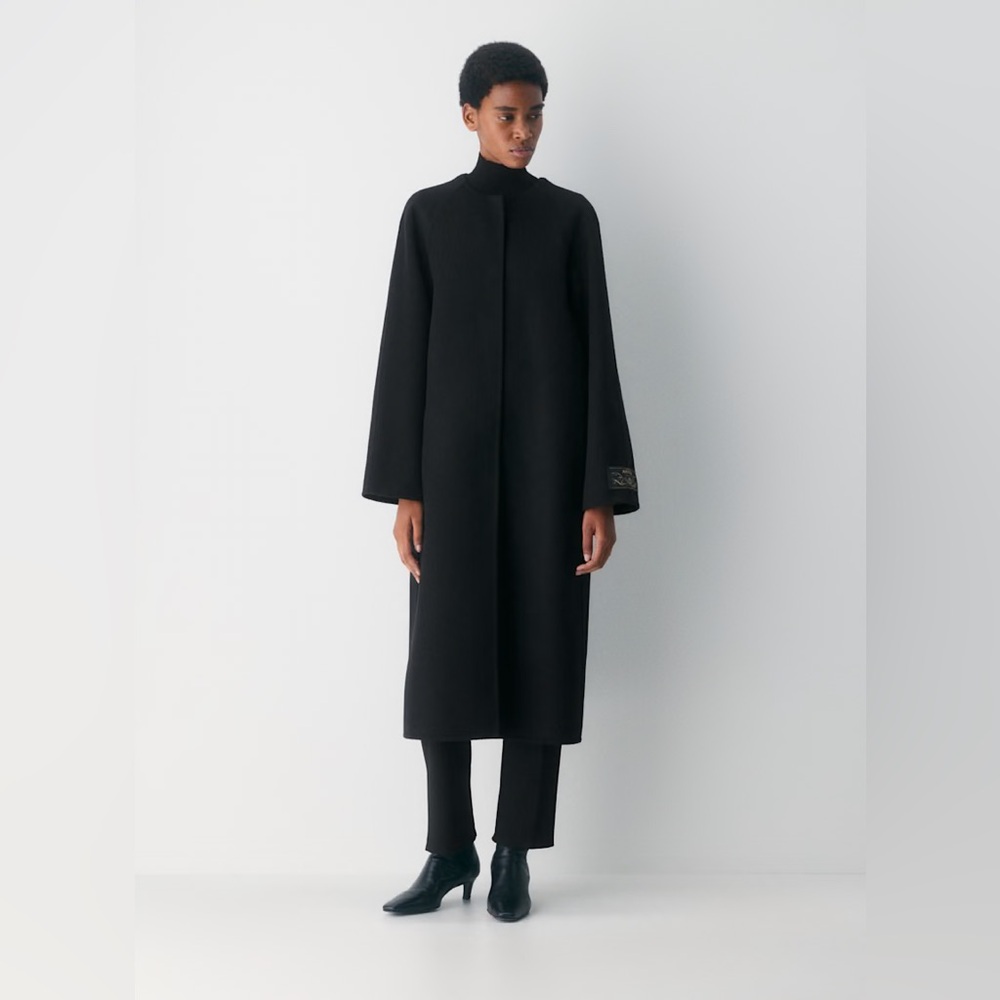 Aritzia Embrace Black Wool Scarf Coat - Picture 6 of 10